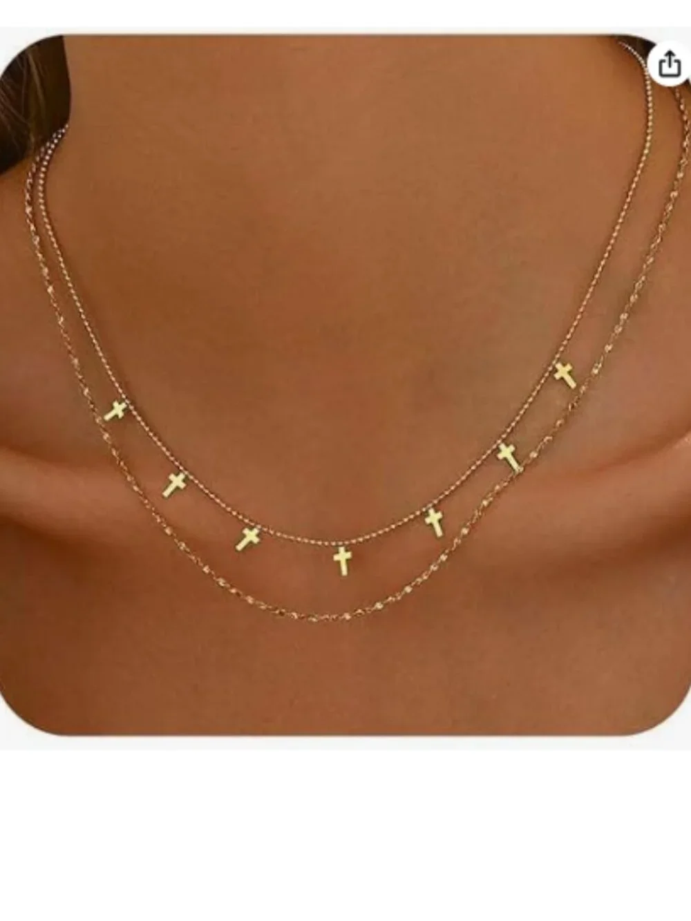 18K Gold Plated Star Cross Heart Charm Choker Necklace for Women | Dainty Layere